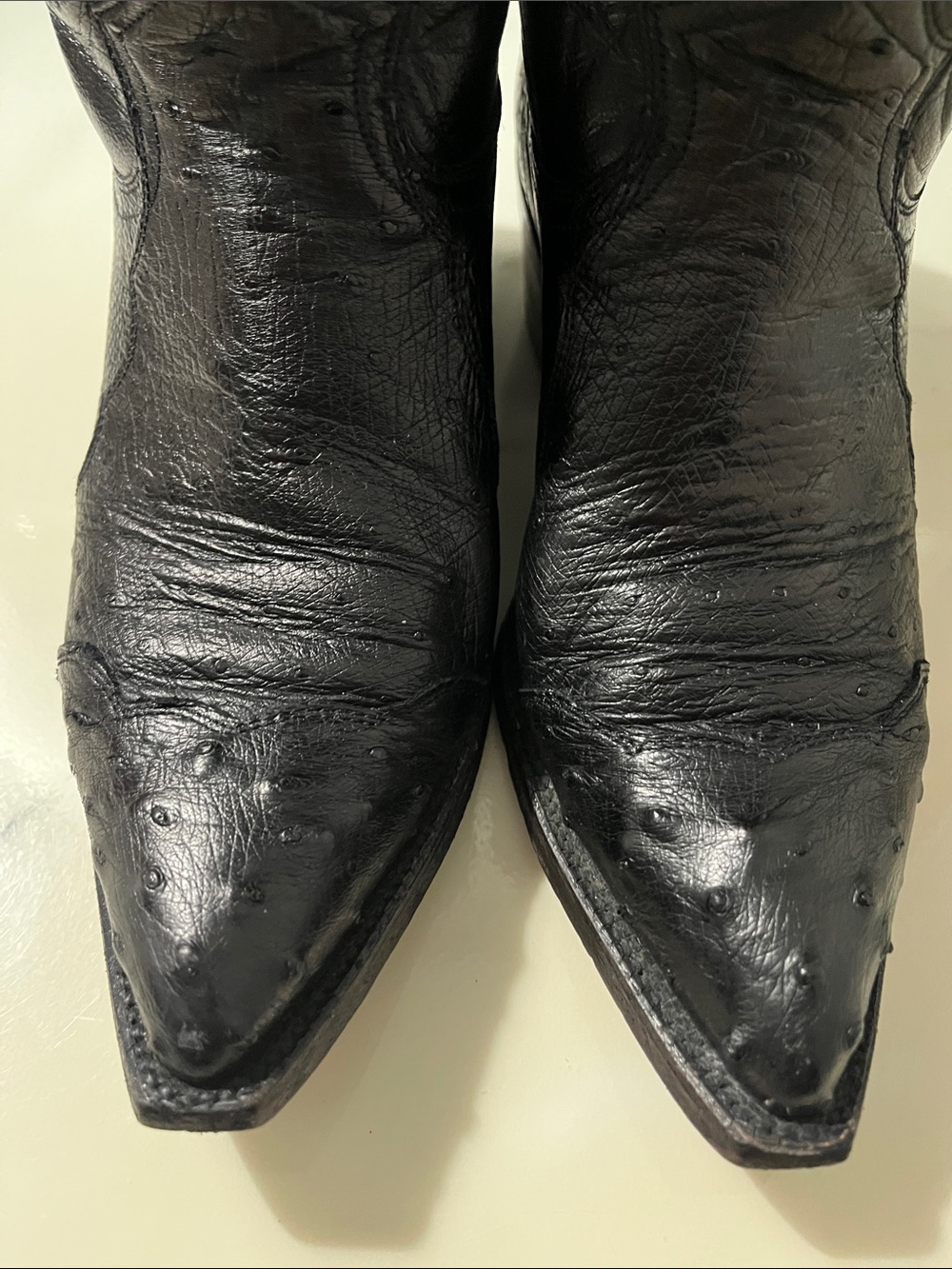 Montana Black Ostrich Western Pull-Up Cowboy Boots - Picture 3 of 16